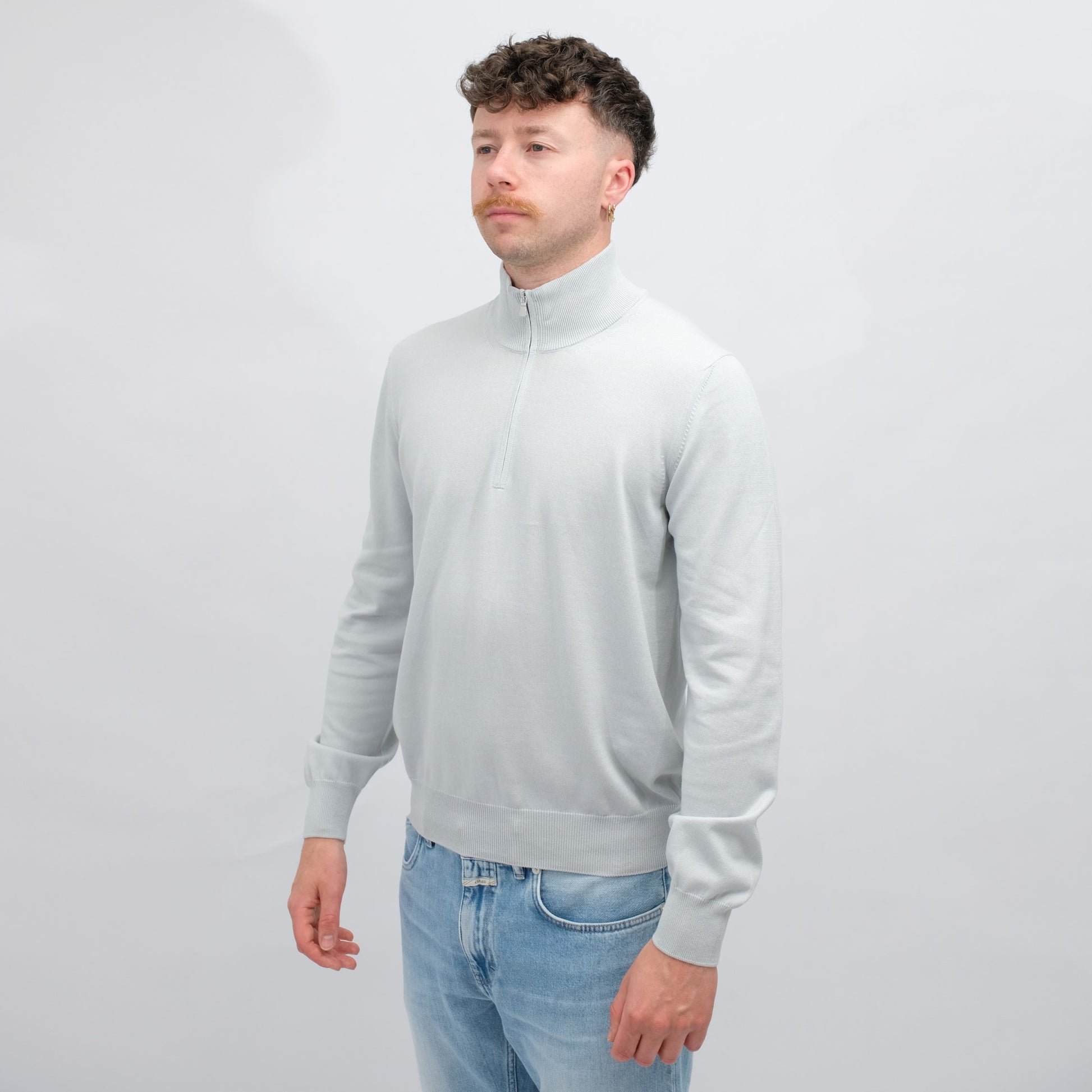 Mock Zip Pullover Light Grey