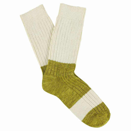 Melange Blend Block Socks Ecru