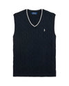CABLE-KNIT COTTON SWEATER VEST hunter navy