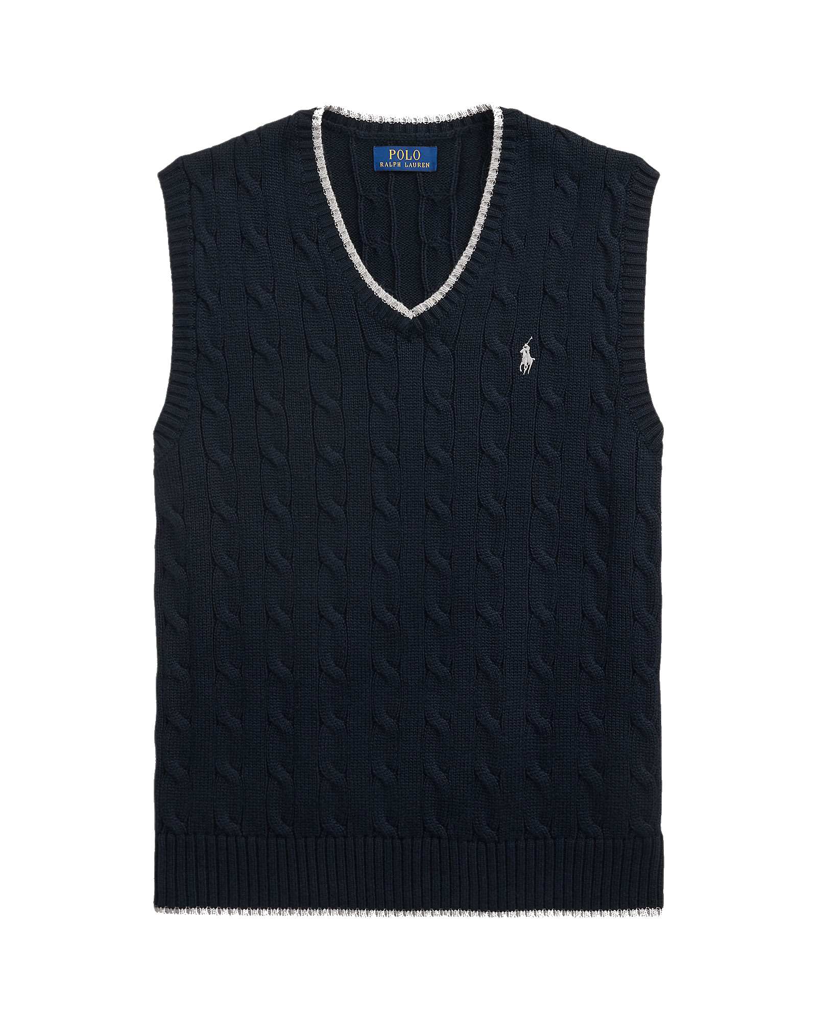 CABLE-KNIT COTTON SWEATER VEST hunter navy