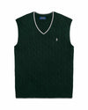 College Green Cable-Knit Cotton Sweater
