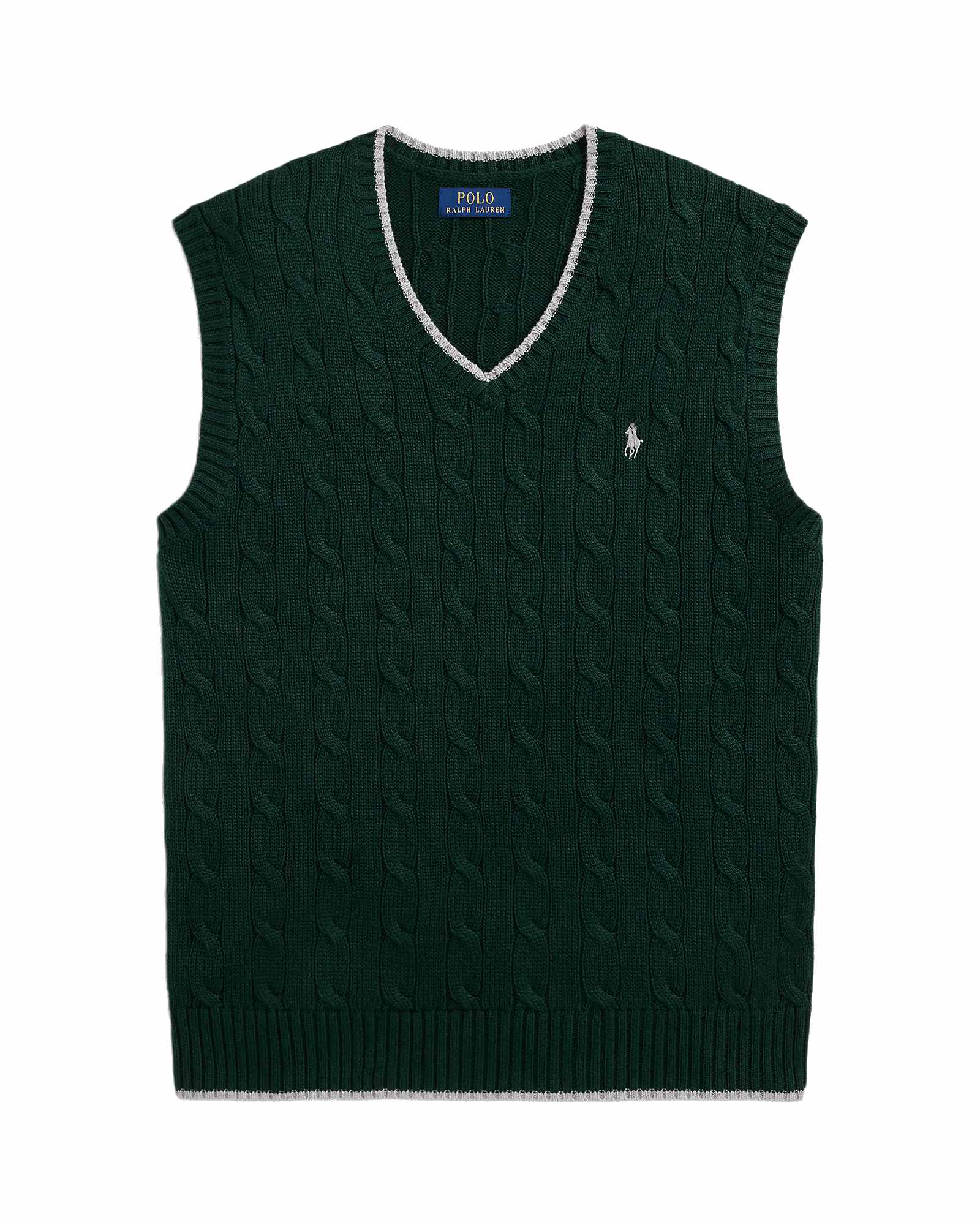 College Green Cable-Knit Cotton Sweater