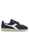Navy and white sneaker on a white background