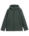 Green hooded jacket with zippers on a white background