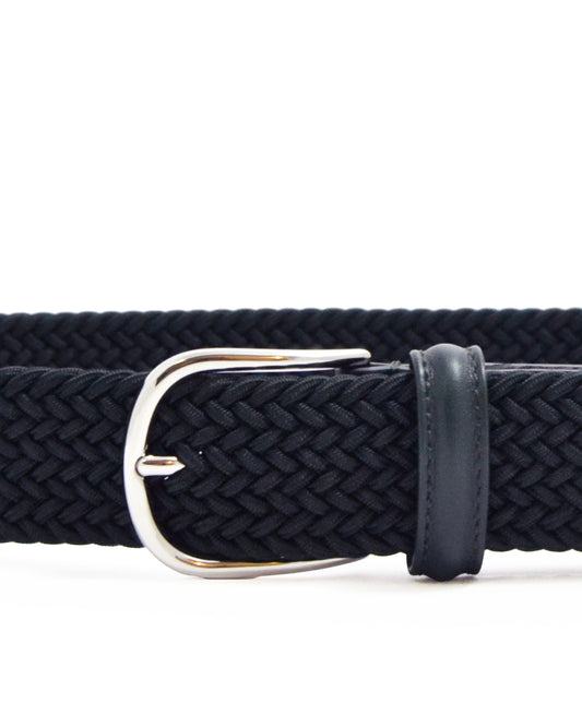 Navy Blue Tubular Woven Silver