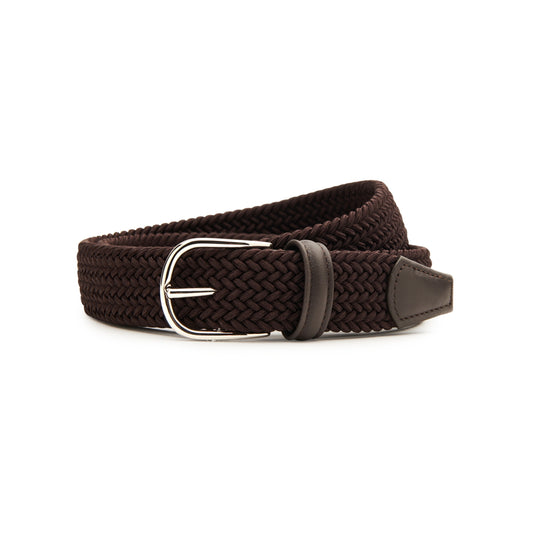 Brown Tubular Woven Stretch Belt