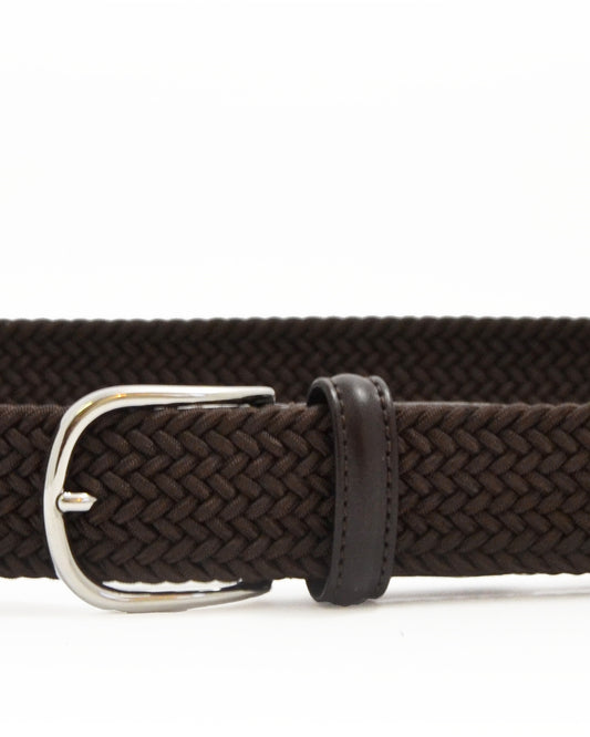 Brown Tubular Woven Stretch Belt