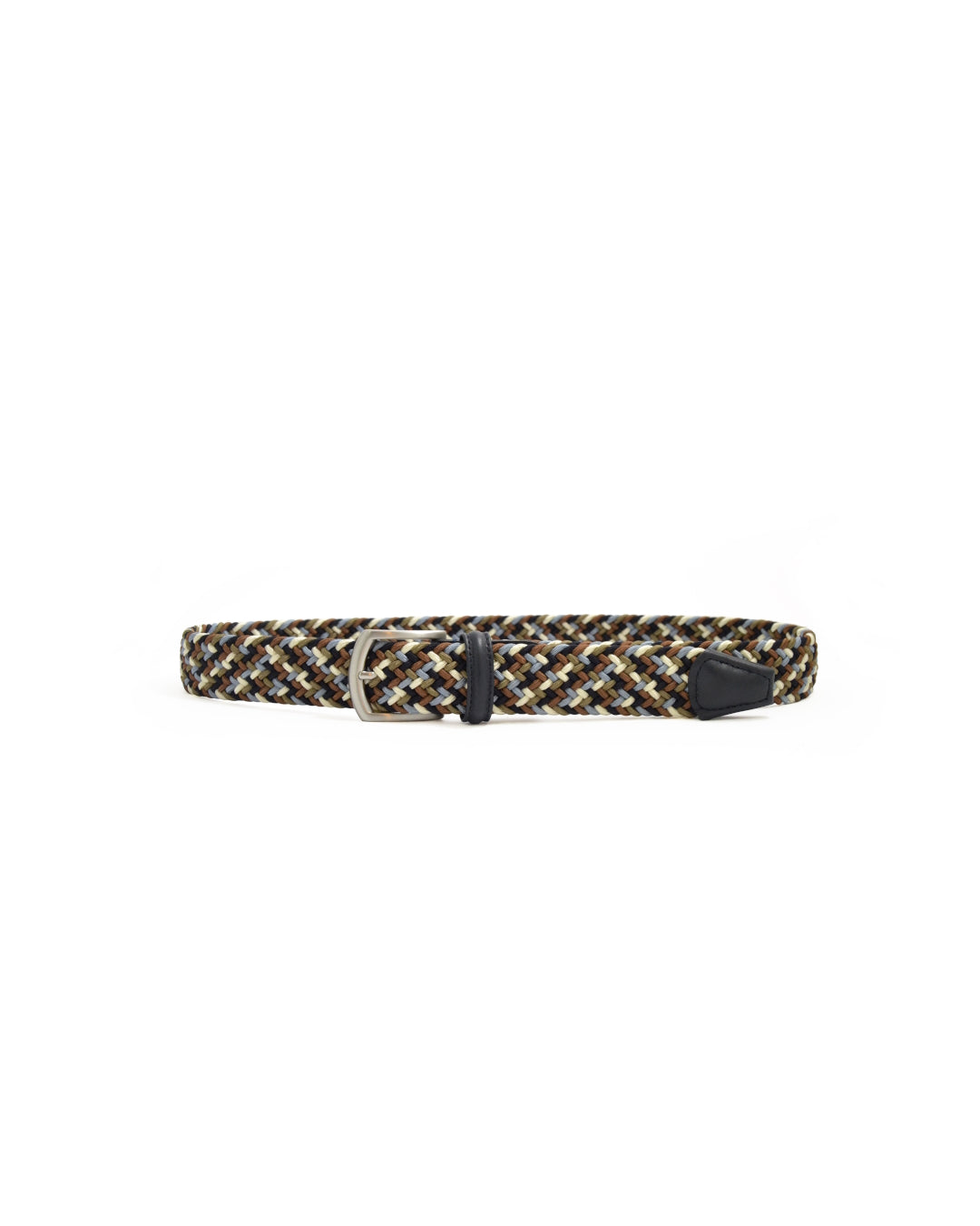 Blue Brown Kakhi Tubular Woven Stretch Belt