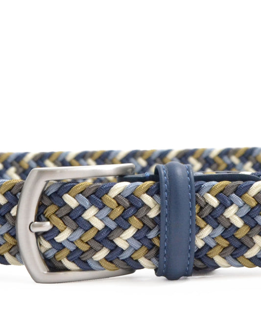Light Blue Beige KakhiTubular Woven Stretch Belt