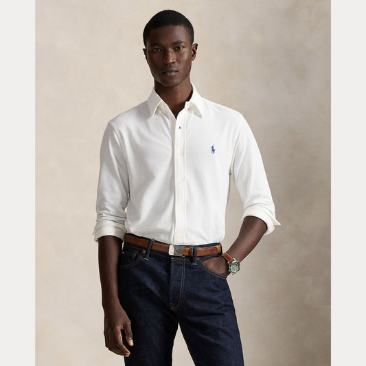 White Featherweight Mesh Slim Fit Shirt
