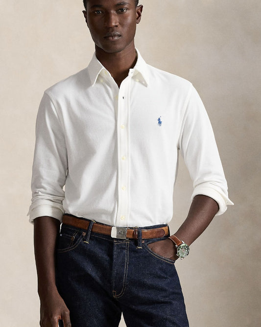 White Featherweight Mesh Slim Fit Shirt