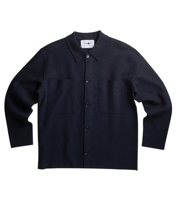 Navy Boiled Wool Overshirt
