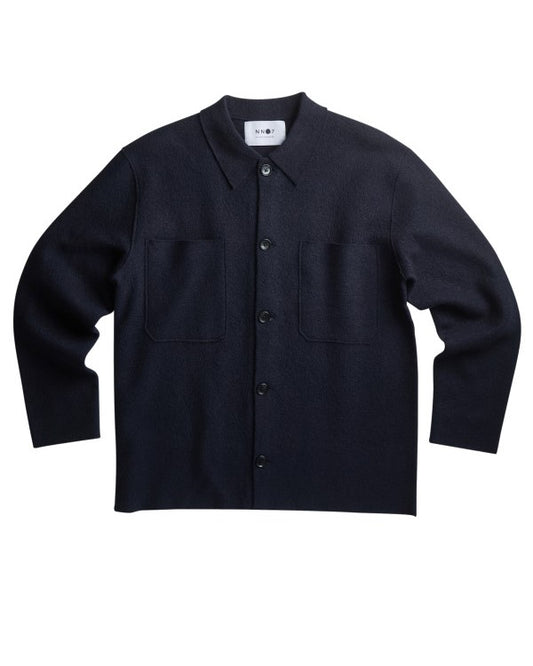 Navy Boiled Wool Overshirt