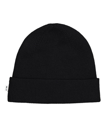 Rib knit beanie - merino wool - Black