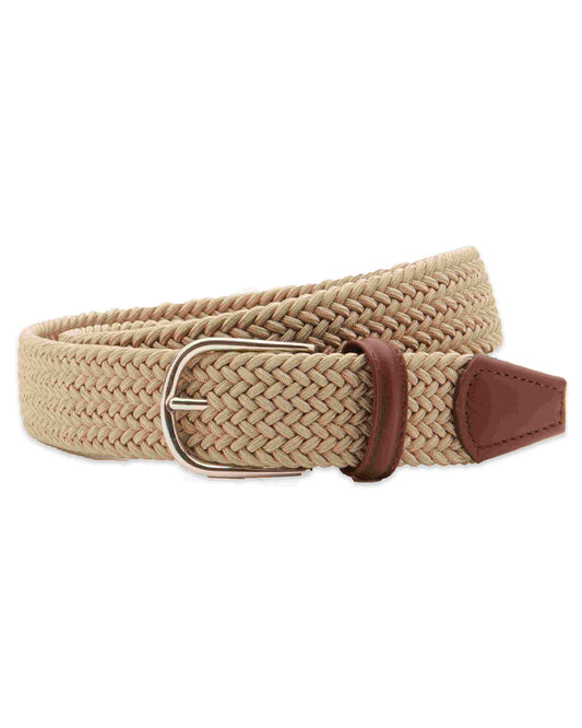 Beige Tubular Woven Stretch Belt
