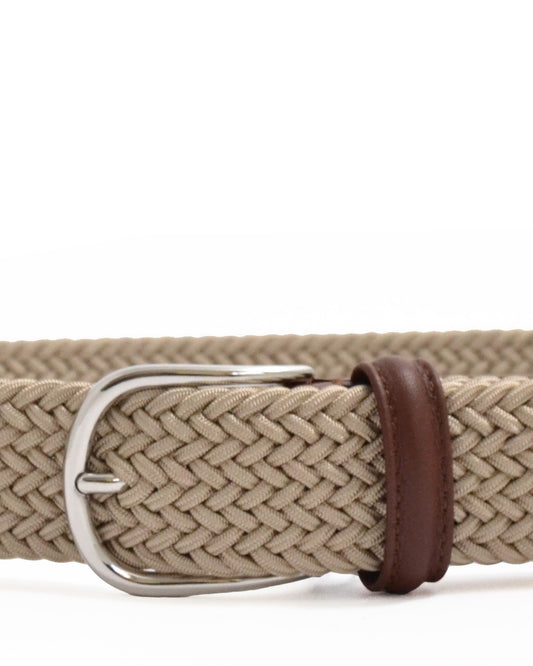 Beige Tubular Woven Stretch Belt