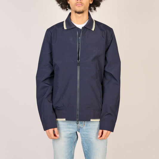 Navy Rib Hem Harrington Jacket