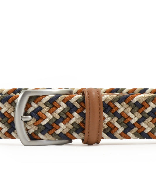 ORANGE KAKHI BLUE TUBULAR WOVEN STRETCH BELT