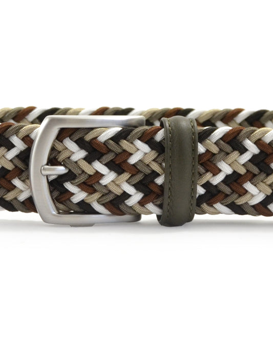 Brown Beige Woven Stretch Belt