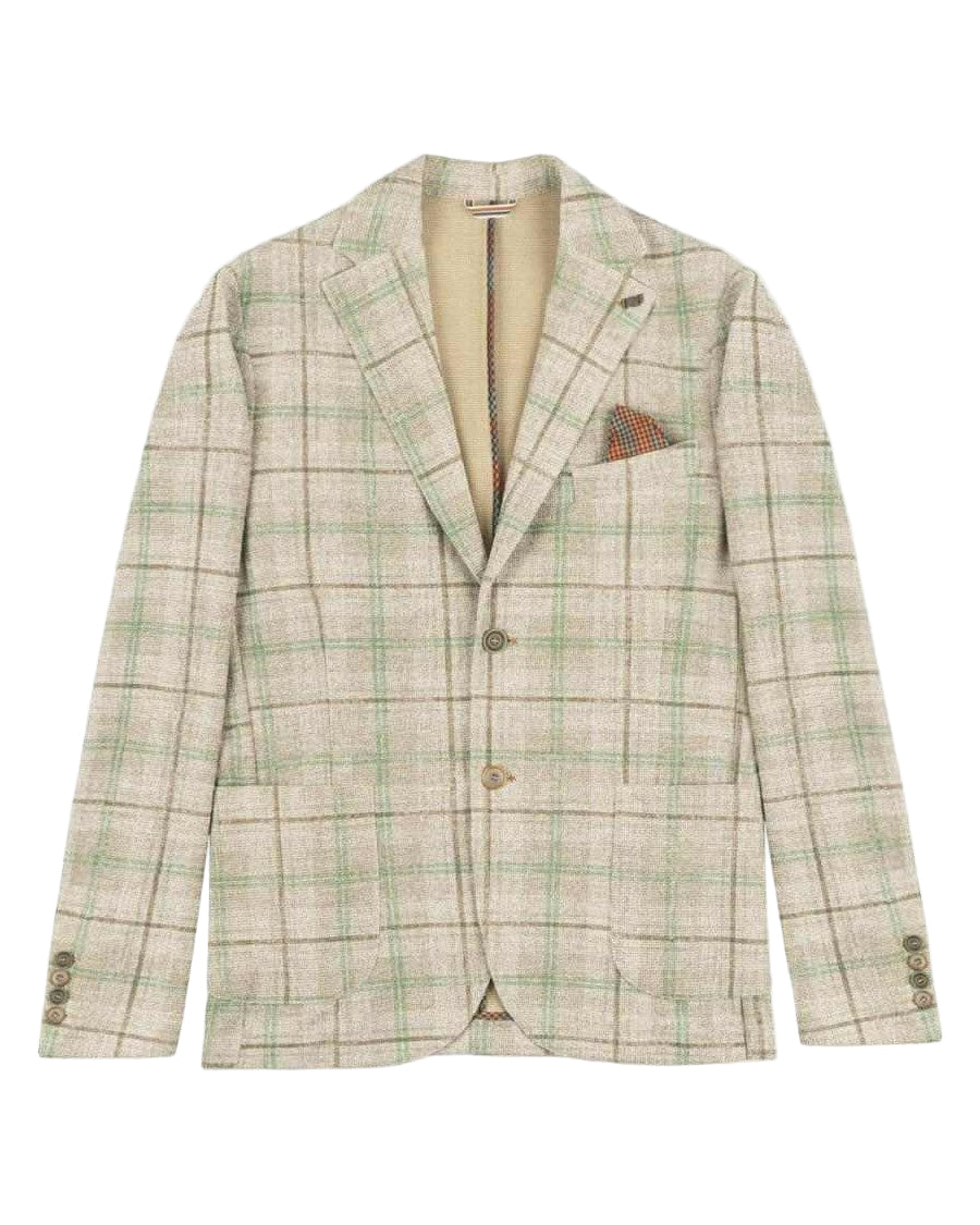 Plaid blazer with green and beige pattern BOB
