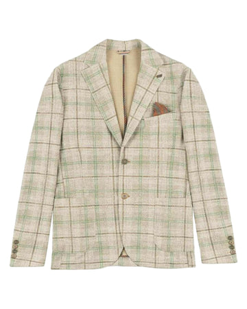 Plaid blazer with green and beige pattern BOB