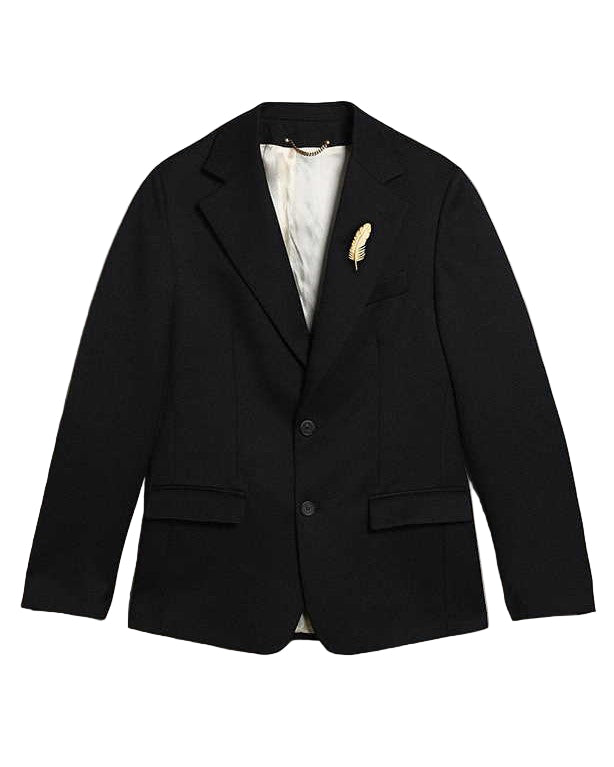 Black blazer with a feather pin Golden Goose
