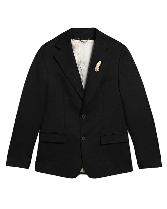 Black blazer with a feather pin Golden Goose