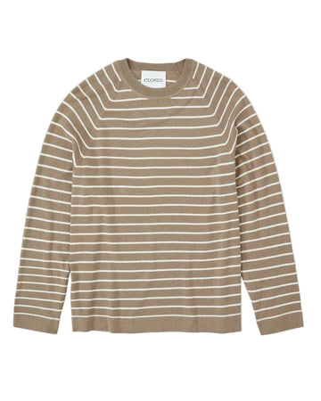 Light Brown White Striped NATURAL LINEN Breton Jumper