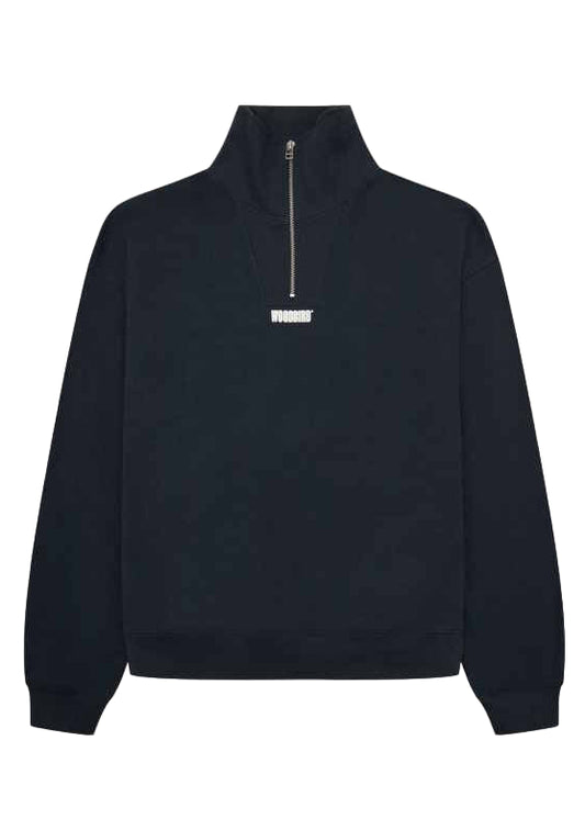 Black half-zip sweatshirt with a brand logo Woodbird
