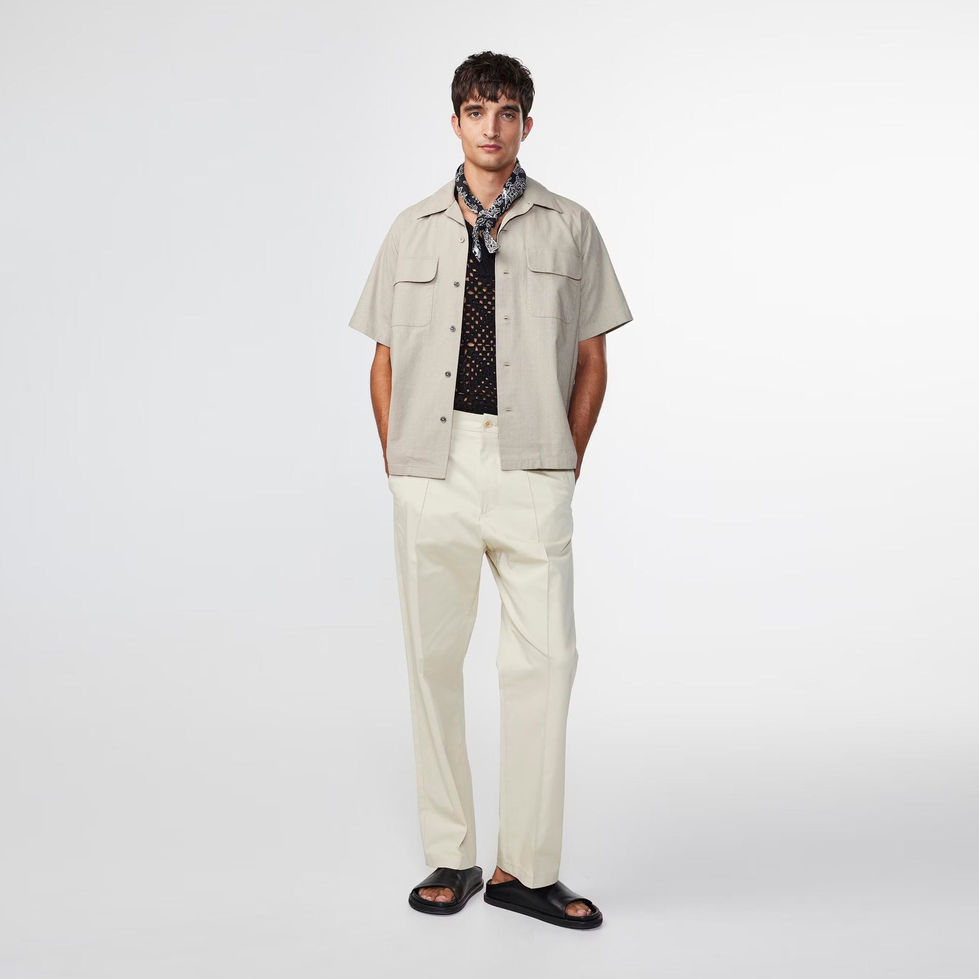 Beige Cotton Stretch