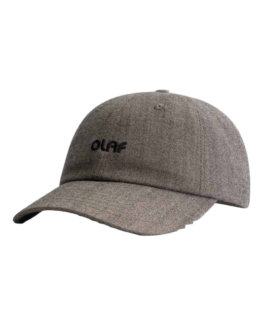 Gray cap with 'OLAF' logo 