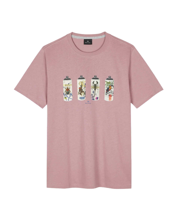 Animal Spray Cans Cotton T-shirt Dusty Pink