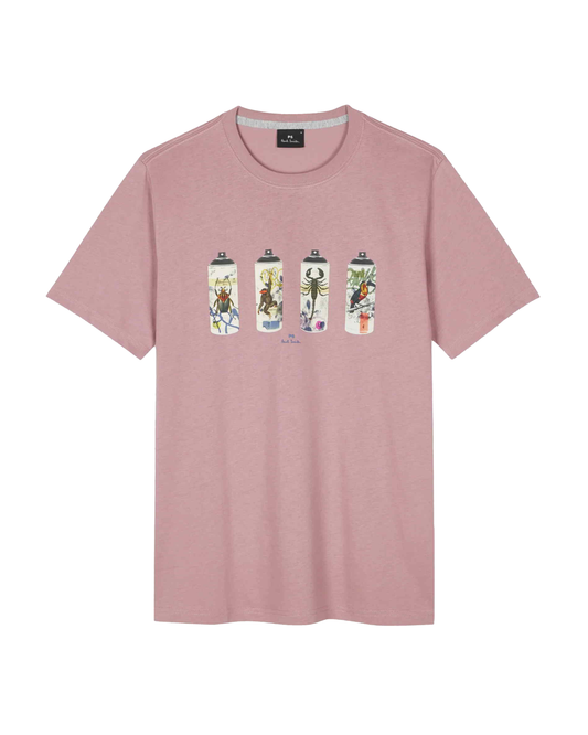 Animal Spray Cans Cotton T-shirt Dusty Pink
