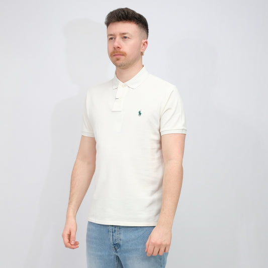 Iconic Mesh Polo Shirt Antique Cream Antique Green