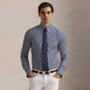Slim Fit Striped Stretch Poplin Shirt New Classic Navy  White