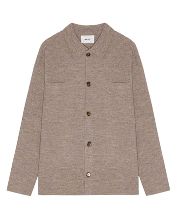 Khaki Beige Jonas Boiled Wool Overshirt