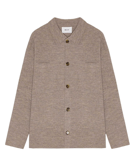 Khaki Beige Jonas Boiled Wool Overshirt