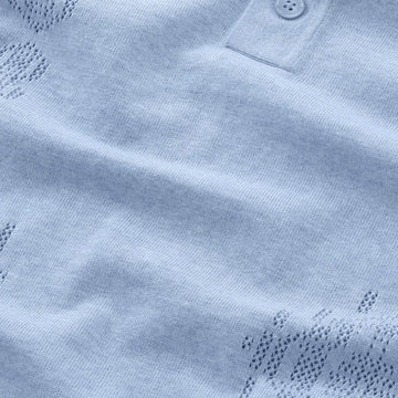Thor Knitted Cotton Polo  Ceru
