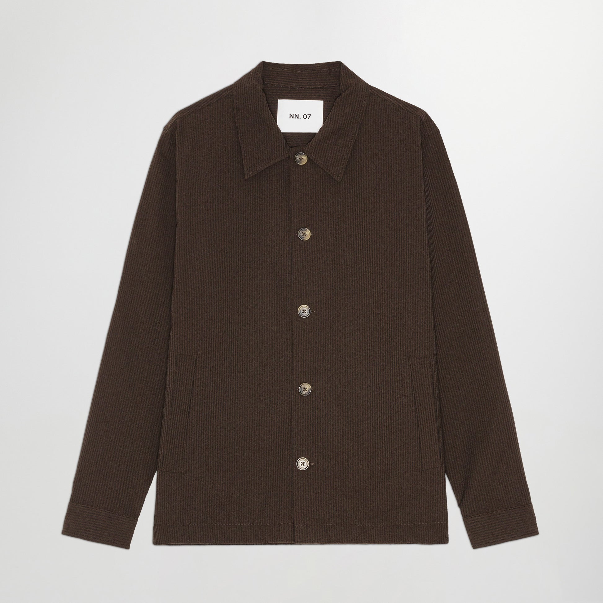 Zander Seersucker Overshirt Brown Stripe