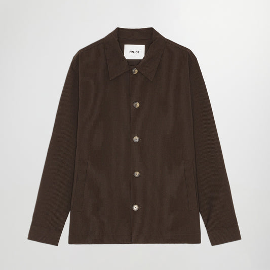 Zander Seersucker Overshirt Brown Stripe