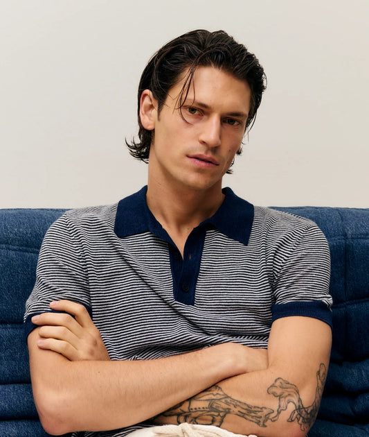 Linen Blend Polo Smoky Blue