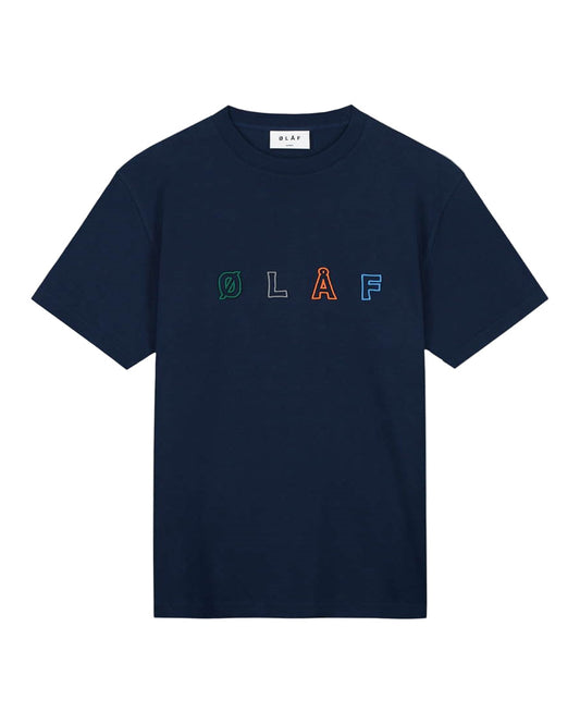 Navy Sans Embroidered Logo Cotton T-shirt