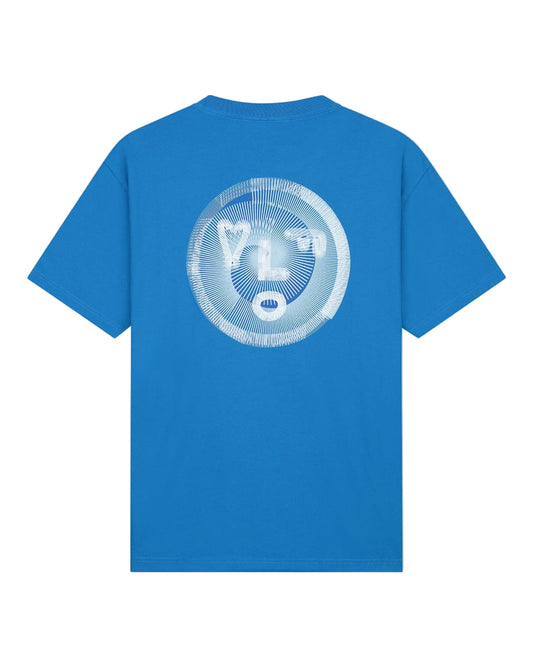 Bright Blue Spiral Face Cotton T-shirt