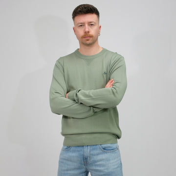 Faded Green Korean Technical Knitted Cotton Pullover