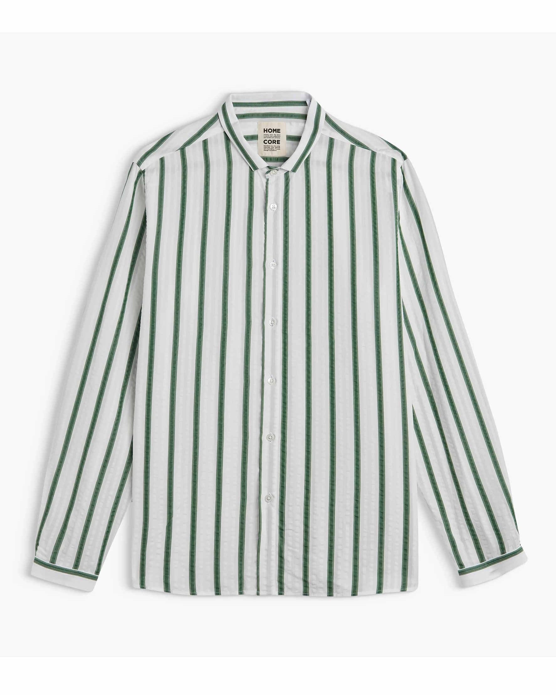 Green and white striped shirt 