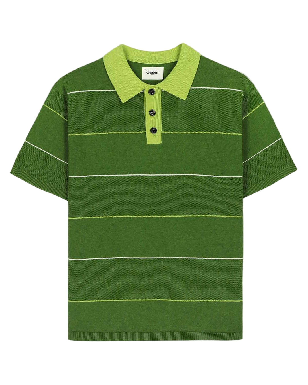 Green striped polo shirt with a green collar Castart