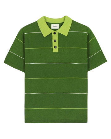 Green striped polo shirt with a green collar Castart
