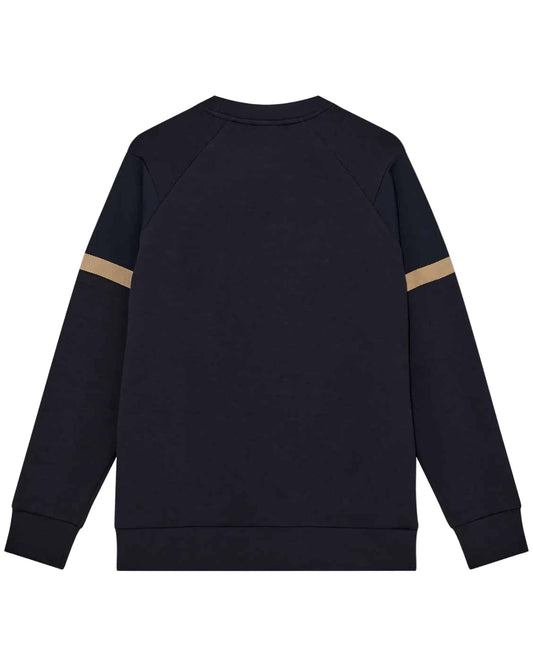 Navy sweatshirt with beige stripes on sleeves Mos Mosh