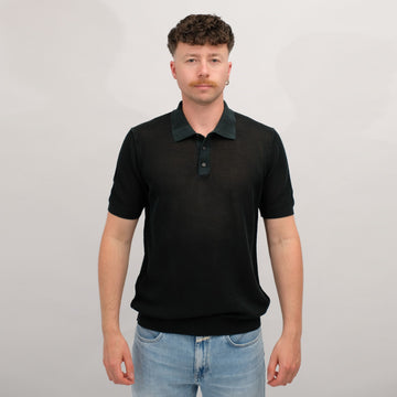 Knit S/S polo shirt Nero