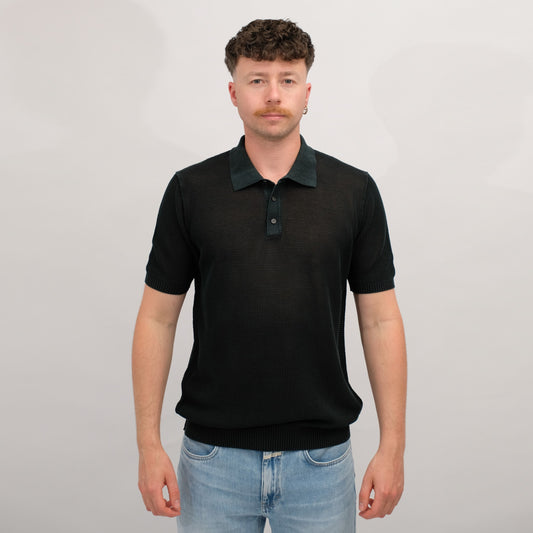 Knit S/S polo shirt Nero
